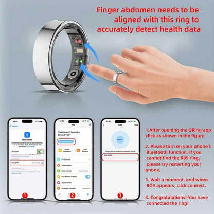 Smart Ring - Health Monitoring Device with Heart Rate, Calories, Sleep, Menstrual Cycle, Stress, Mood and Exercise Data for Men and Women, Wireless Fitness Tracker, No Surcharge, Android Ios Compatible