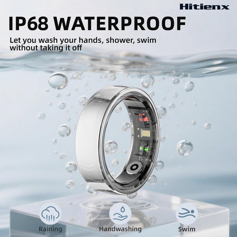 Smart Ring - Health Monitoring Device with Heart Rate, Calories, Sleep, Menstrual Cycle, Stress, Mood and Exercise Data for Men and Women, Wireless Fitness Tracker, No Surcharge, Android Ios Compatible